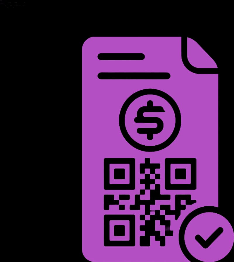 Icono de un documento de factura con código QR